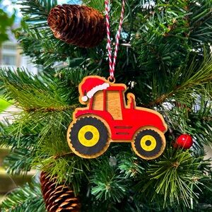 Wooden Red Tractor Ornament